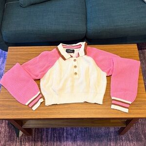 Cider cropped pink rugby style sweater